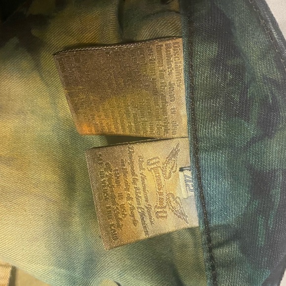 AUTHENTIC ROBINS JEANS Blue Tie Dye Acid Wash Gem Flap Jeans Size 42 LIKE NEW!! - Picture 6 of 9